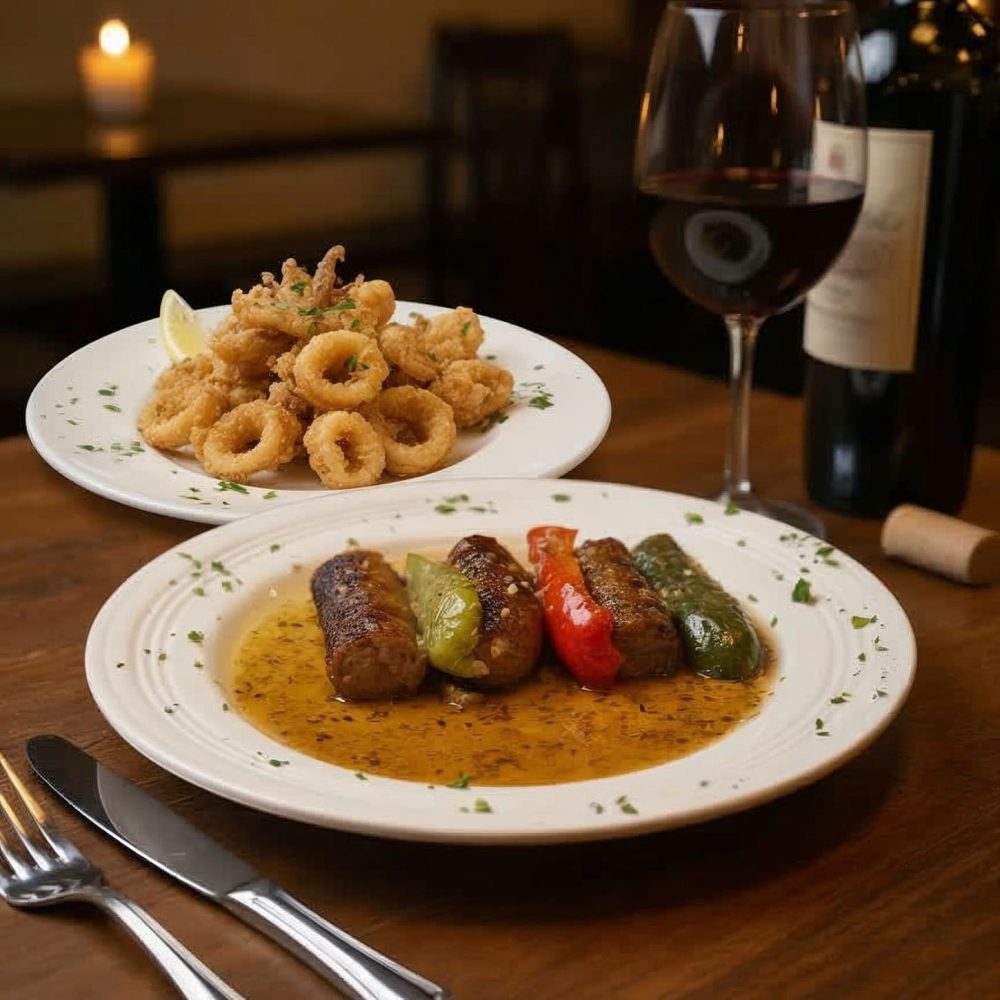 sausage & peppers with calamari crop